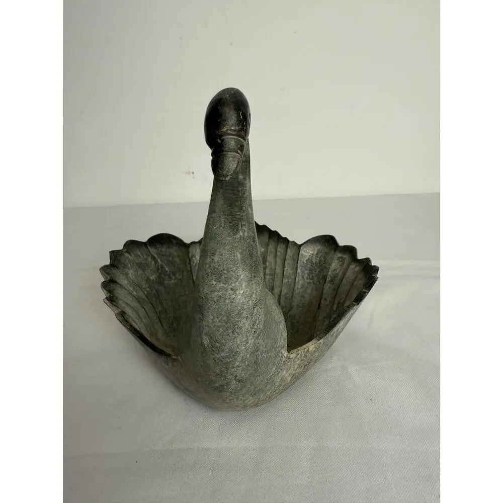 Vintage World Market Swan Metal Trinket Candy Dish Decorative Bowl
